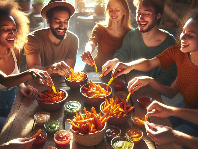 Sweet potato fries with assorted dipping sauces