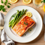 salmão com aspargos na air fryer
